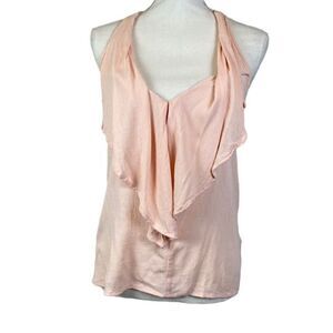 Ella Moss Gauzy Rayon Halter Neck Top Draped Front Panel Tie Neck Size Medium